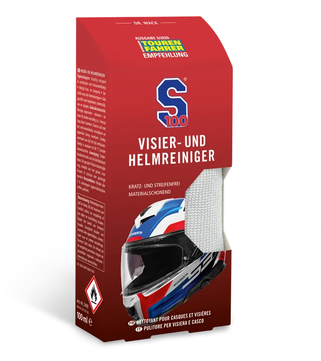 s100-helm-visier-und-helmreiniger-spray-100-ml-tuch image 1