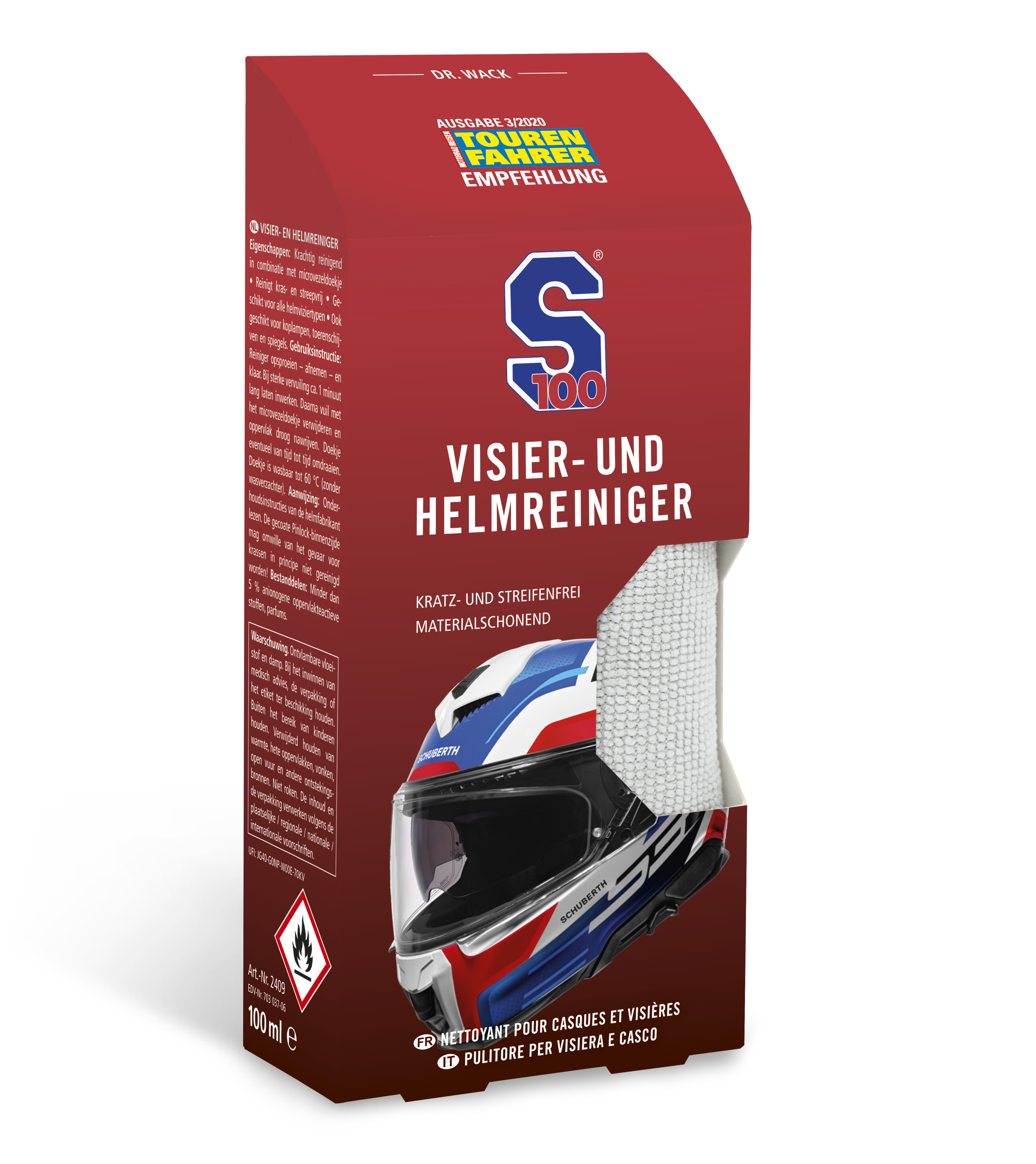 s100-helm-visier-und-helmreiniger-spray-100-ml-tuch image 1